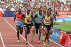 Kiprono Choge leads the Emsley Carr Mile,  2013 IAAF Diamond League, Sainsbury's Anniversary Games, Queen Elizabeth Olympic Park, London.